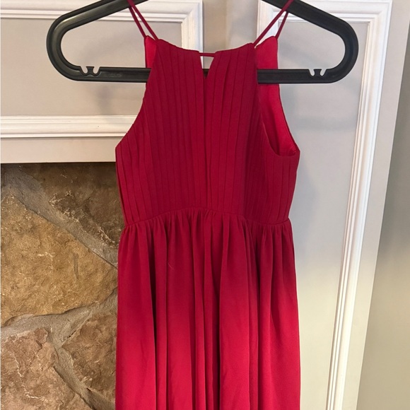 Asymmetrical Chiffon Junior Bridesmaid Dress Halter Spaghetti Straps, Size 8/9 - Picture 1 of 3